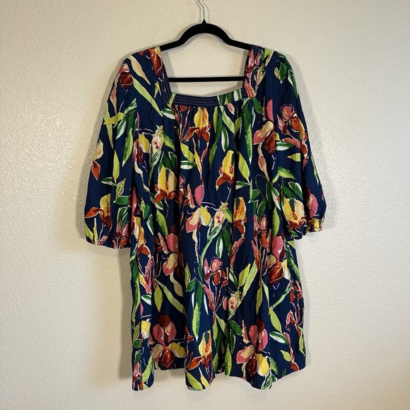 Anthropologie Maeve Dress L Tabitha Floral Swing Tunic Buttons Spring Easter - Picture 3 of 12